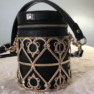 Black and Gold Birdcage/Barrel Purse
